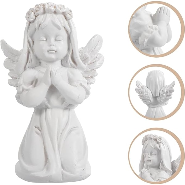 Bevingede engelfigurer knelende jente Kjeruber Statuer Minnesmerke Engel Skulptur Skrivebord Velsignelse Engel Kunstverk for hagedekorasjon