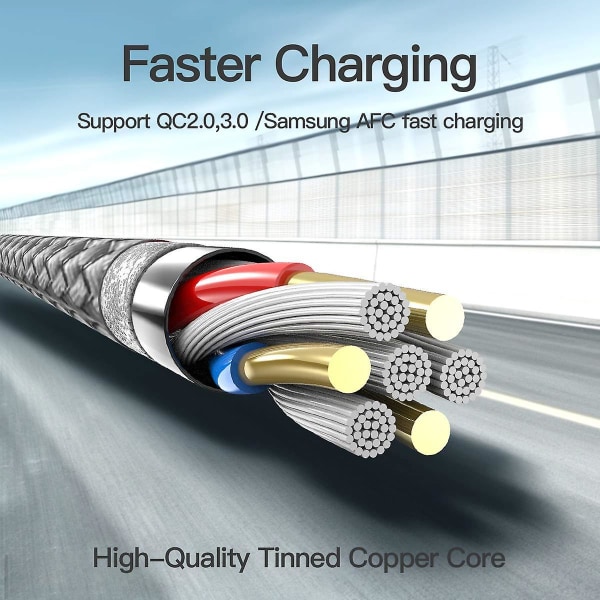 USB Type C-kabel 3A rask lading, 2-pakning 1m 2m USB A til USB C ladekabel flettet data synkronisering for Samsung Galaxy S10 S9 S8, nei