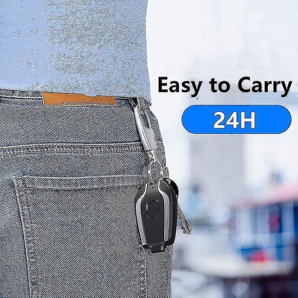 1500mAh Nøglering Telefonoplader, mini Power Emergency Pod Kompatibel med iPhone eller Type-C Hurtigopladning Power Bank Nøglering (sort til Type-C