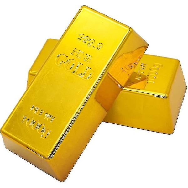 2pcs Fake Gold Bar Fake Golden Brick Replica Decorations Realistic Gold Bar Brick Prop Movie Prop Novelty Gift Joke