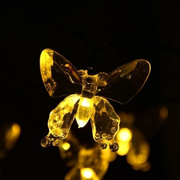 Solar String Lights, vattentät 16ft 20LED Butterfly Christmas Fairy Lights Dekorativ belysning för Hemfest Bröllop Uteplats Trädgård Veranda Balkong (Krig