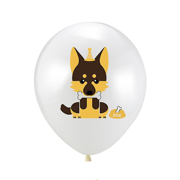 20 stk 12 tommers kjæledyr bursdagsballong hund trykte ballonger latex ballong festforsyninger (4 stk blå husky, 6 stk gyllen golden retriever, 4 stk hvit germ