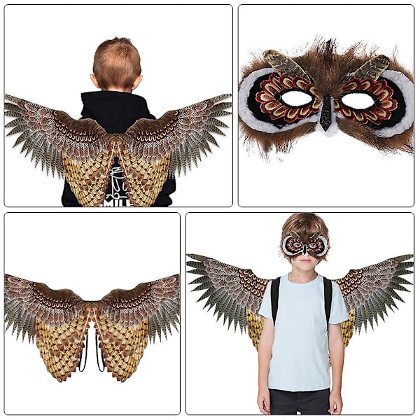 1 Set Uggla Vingar Mask Djur Uggla Kostym Set Scenföreställning Rekvisita Barn Leksak
