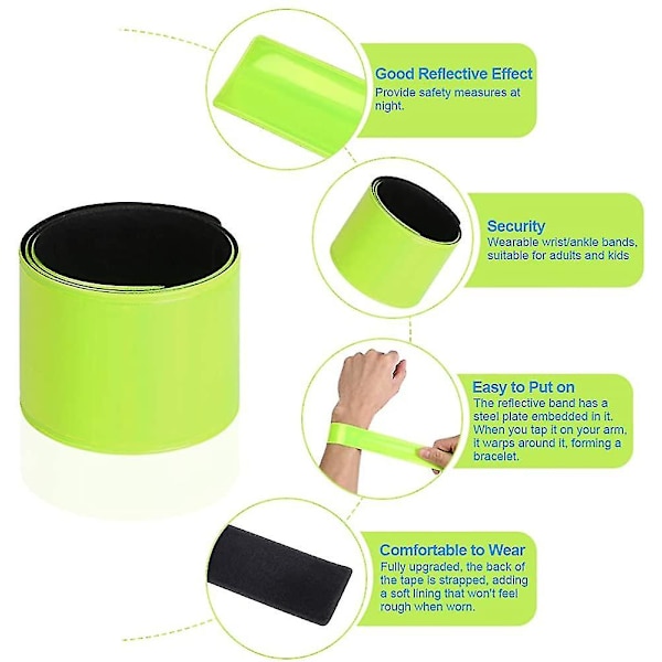 Refleksstrimler, 12 stk Refleks Snap Band, Høyreflekterende Bærbare Armbånd/Ankelbånd, Snap Sikkerhetsarmbånd For Sykling, Løping