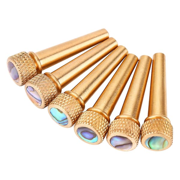 6 stk. messing og abalone pins bro stift sæt til akustisk folk guitar guitar tilbehør
