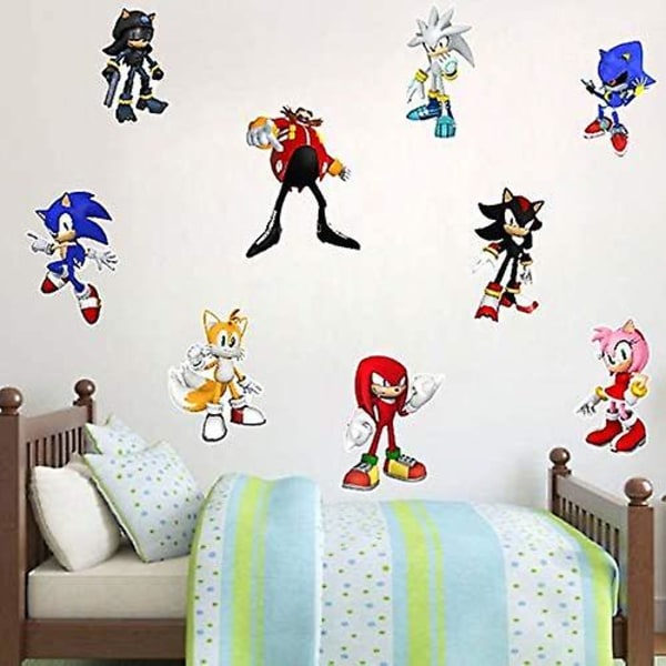 Sonic Game Tarra Lasten Sarjakuva Makuuhuoneen Tausta Seinäkoriste Itsekiinnittyvä seinätarra Pvc