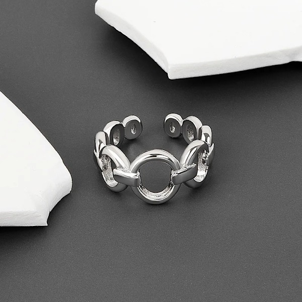 Silver ring man woman double thread round vintage fashion wedding jewelry open adjustable fashion 2022 gift R0731