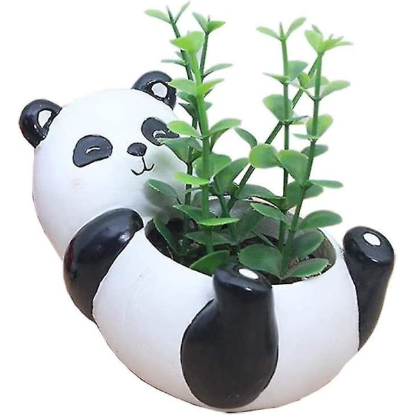 Søt Panda Blomsterpotte Dyr Resin Sukkulent Planter Skrivebord Mini Ornament