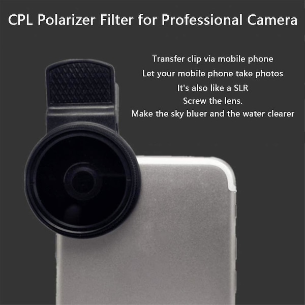Hd telefonlinse 37 mm profesjonelle kameralinsesett for telefon, bærbar Cpl-filterlinse