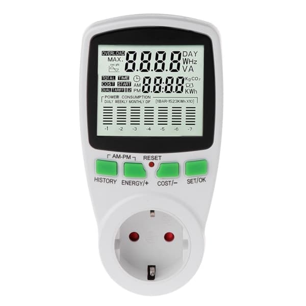 Bærbar EU strømmeter wattmeter for hjemmet