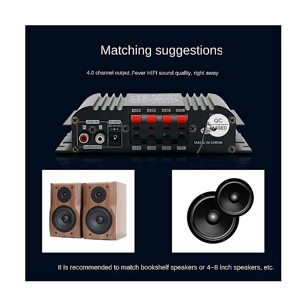 4-kanals 60W Høy Effekt Bil Bluetooth Lydforsterker Hifi Stereo Mini Lydmottaker For Bil Lydmodifisering Hjem