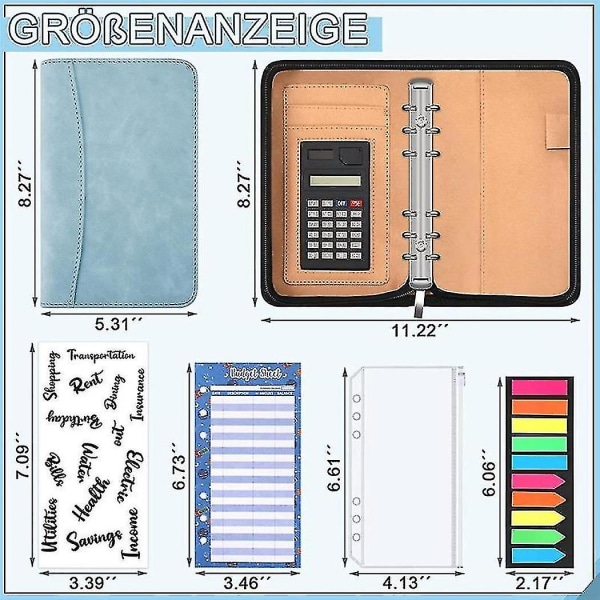 A6 Budget Planner med Lommeregner Lynlås Budgetmappe Budget Planner Lavet med Kuverter til Penge