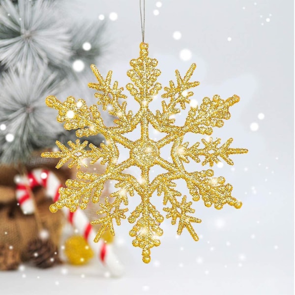 2023 - Snefnug-juledekoration, 24 stykker snefnug-dekoration, juletræspynt
