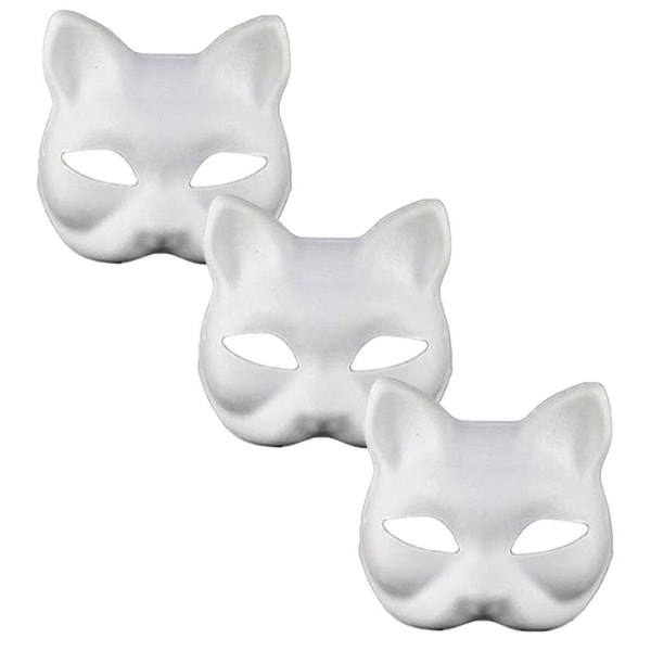 3kpl Cat Molding Masks Performance Costume Paper Masks Maalaamattomat kissanamarit