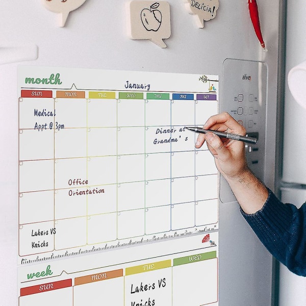 Tør slet kalender whiteboard magnetiske kalendere til køleskab vane tracker ugentlig whiteboard kalender sæt til familie hjem sch