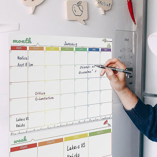 Torkbar kalender whiteboard magnetiska kalendrar för kylskåp vana tracker veckovis whiteboard kalender set för familj hem sch