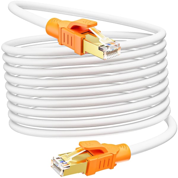 Ethernet-kabel Cat8 10m, höghastighetsinternetkabel 40gbps 2000mhz S/ftp Lan-kabel skärmad Poe Rj45-kabel 10 meter 26awg nätverk
