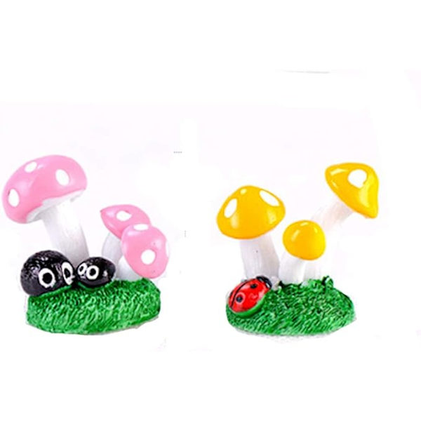 4 stk. Fe Havesvamp Figuriner Miniature Svampe Fe Havesvamp Hus Mikro Landskab Have Dekoration Dukkehus Hjem Indretning Plante Blomsterkrukker O