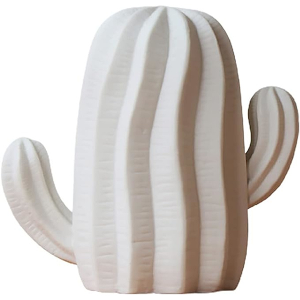 Keramisk Kaktus Statue Kaktusformet Keramisk Skulptur Bordpynt Porcelæns Kaktus Figur Tableau Midtpunkt Hjem Decor (Hvid)