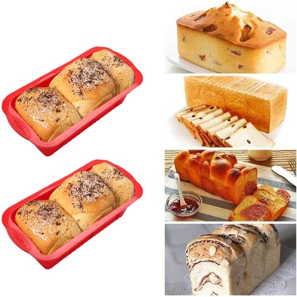 2stk-baking av silikonbrød og brød rektangel bakevarer Non-stick brødform/silikonform DIY/bakverk, kakepanne/brødformer/di