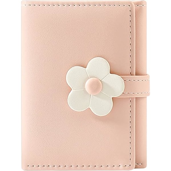 Dame Jenter Lommebok Søt Flower Tri-Fold Lommebok PU Skinn Veske Slank Kort Lommebok Liten Trifold Cash Card Holder Bag (Z-Pink)