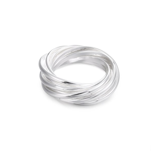 925 Sterling Silver Fem Ringar Ring Mode Charm Smycken 7-10 7