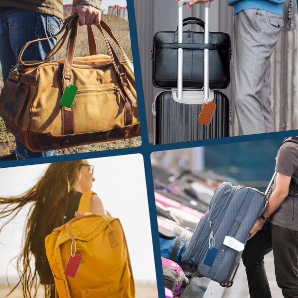 6-pack metallbagagelappar för resväskor, vattentäta resväskeetiketter för resväska, bagageetiketter med namn-id-kort för Fam