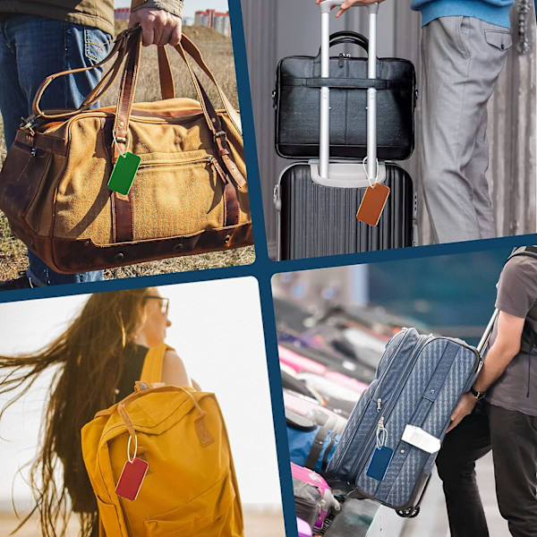 6-pakning metall bagasjelapper for kofferter, vanntette koffertlapper for reisebagasje, bagasjelapper med navneskilt for fam