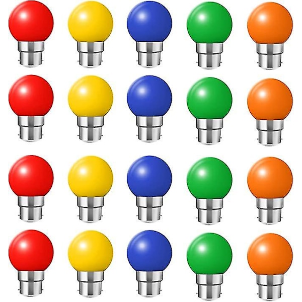 20x B22 bajonettfattning LED färgade glödlampor Mini Globe Golfball glödlampor för utomhus uteplats trädgårdsfest