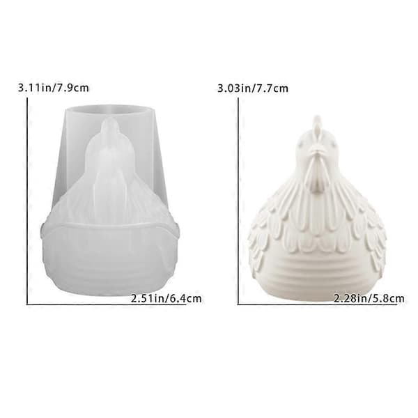 3D Kylling Lysestake Silikonform DIY Gips Ornament Aromaterapi Lys Utsøkt Tekstur Mykt Materiale Enkel Demoulding