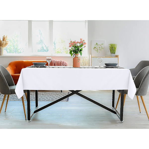 Kjøkken Polyester Duk 150x210cm Duk Maskinvaskbar Ideell For Fester, Arrangementer, Bryllup Og Restauranter (2-pakning, Hvit)