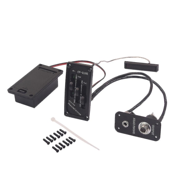 1 Sæt Elektrisk Violin Fiddle Silent Eq Piezo Pickup Forforstærker Strengeinstrument Dele Sort