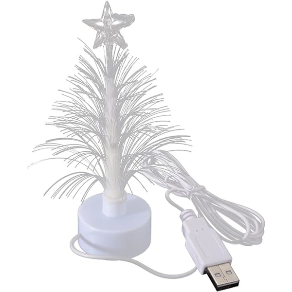 USB-virralla toimiva monivärinen pöytävalaiseva kuituoptiikka LED-joulukuusi LED-valo, 5 tuuman mini 7 väriä, tähtihuipulla, jouluksi