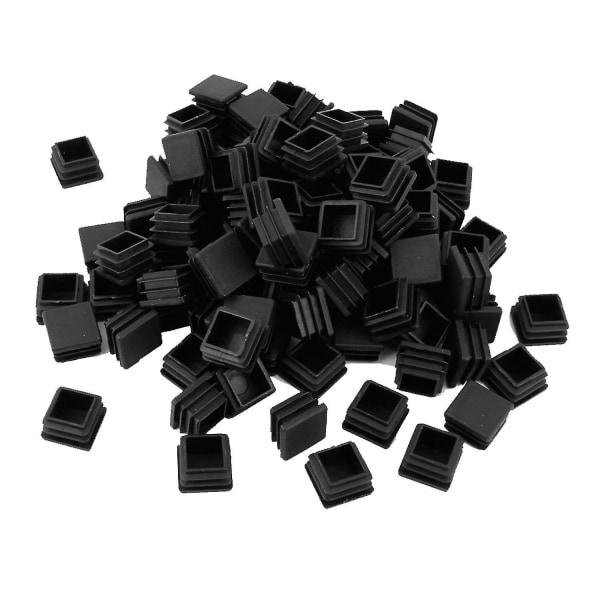 120 stk. Plastfirkantede Rørindsatser Endeproppe Sorte 20mm X 20mm & 25mm X 25mm