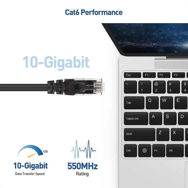 10gbps Snagless Kort Cat6 Ethernet-kabel 0,3m (cat6-kabel, Cat 6-kabel) I Sort - 0,3 meter