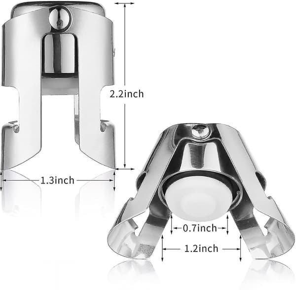 2-pack Acsergery Champagnekorkar i rostfritt stål, vakuumförseglade flaskkorkar, present
