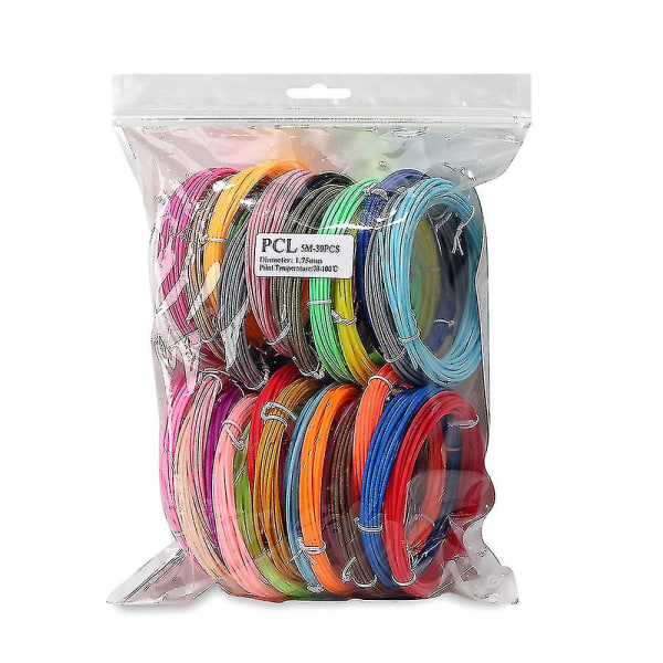 Färgade 3D-utskriftsmaterial för 3D-pennor 50m 100m 150m PCL PLA Filament 1,75mm