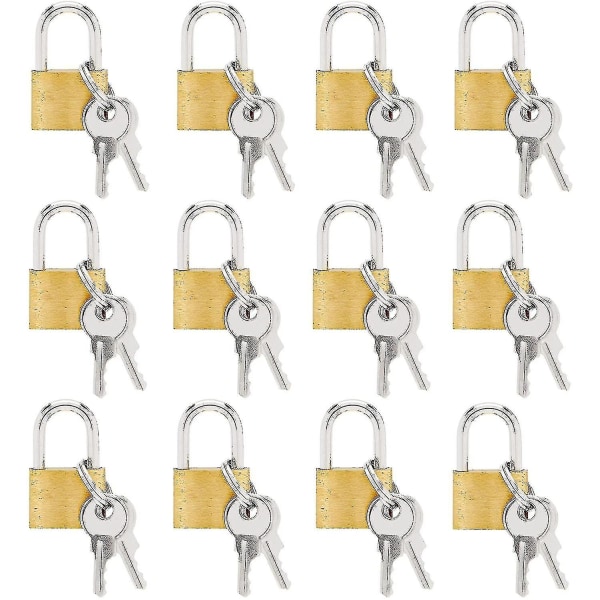 12-pakning med små låser med nøkler, minihengelåser for bagasje, smykkeskrin, journaler