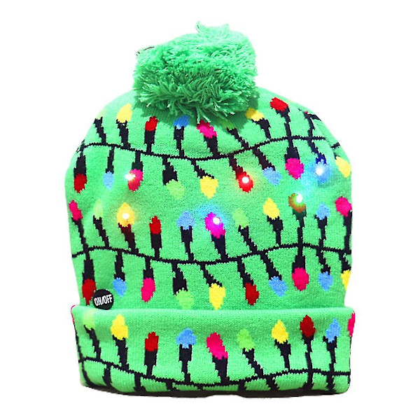 LED Julehat Lys Op Strikket Farverige Lys Streng Grim Hat Hue