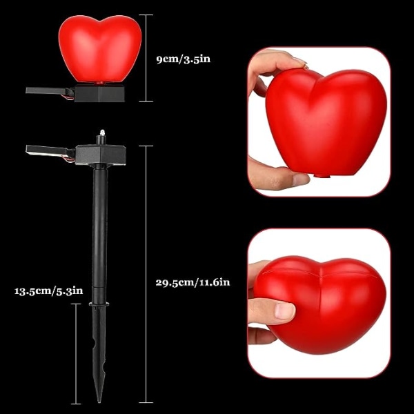 Valentinsdag Solcellelys Hagepinner Røde Hjerter Vanntette Lys Landskap Hage LED Hjertelys Varmt Hvit Solcellelys Stilys Patio Plen Utendørs Sol