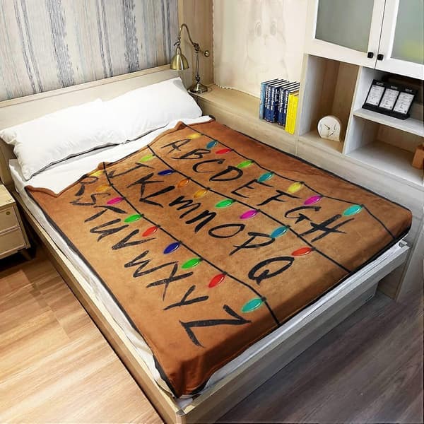 Stranger Theme Luminous Letter String Light Flanellfiltar i olika storlekar 150*200