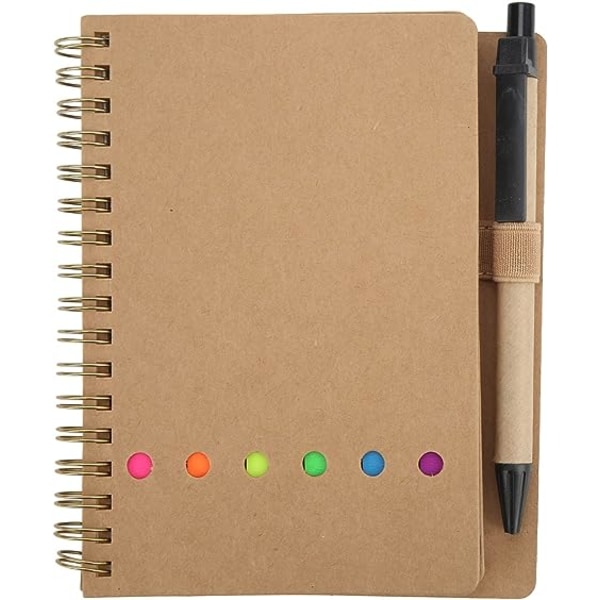 Coil Notebook, 70 sidor Portabla dubbelspolar Trådbundna anteckningsböcker Studentanteckningsblock med instickspenna Business Office Stationery (kaffe)