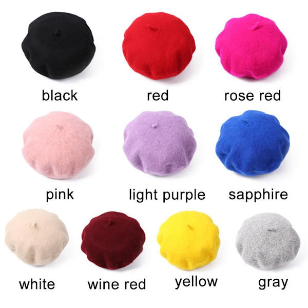 Ny børneuld beret mor og barn maler hat efterår og vinter ensfarvet hat rose red
