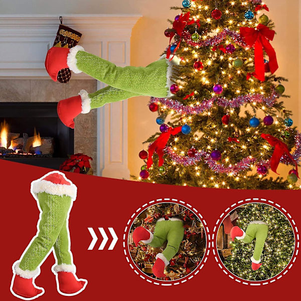 Juletyv Stål Jule Grinch Burlap Bevægelige Plushlår