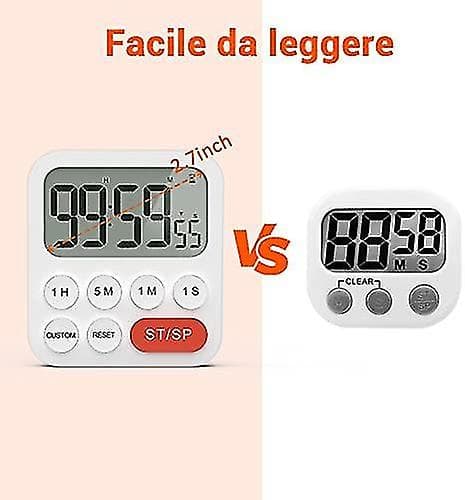 Kök Timer - 2-pack, Kök Timer Med Digital Klockfunktion, Snabbinställningar, Anpassad