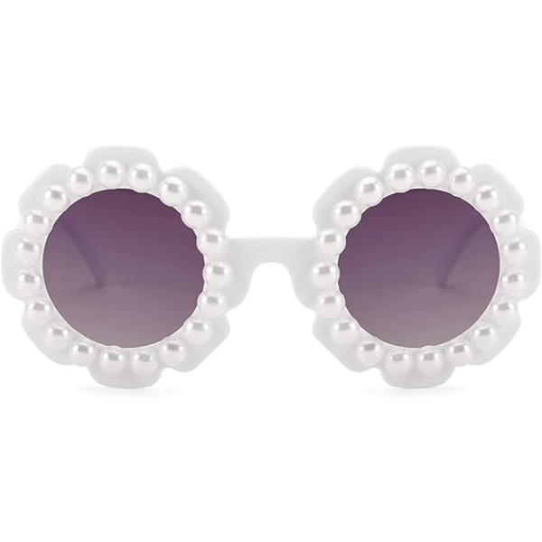 Round Flower Pearl Sunglasses Girls Flower Glasses Cute Outdoor Eyewear for Kids B4117