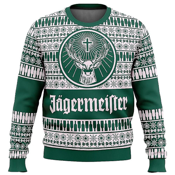 Jagermeister Ful Ugly Jultröja Herrar 3D Tröja Toppar 2 2 L 1 4XL
