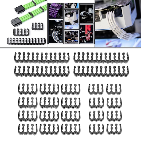 24 stk. 6/8/24 Pins Kabelkamme Sæt til 3-3,6 mm PC Strømkabler Sort