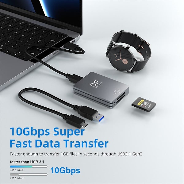 2-i-1 CFexpress Typ A SD-kortläsare USB 3.2 10 Gbps Minneskortläsare CFexpress Kortläsare Adap