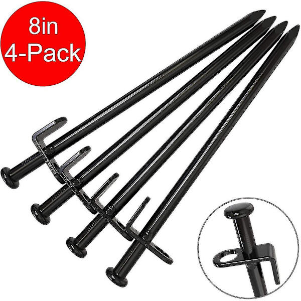 Tältpinnar Heavy Duty, 8-tums Campingpinnar 4-pack Smidda Stältältpinnar Obrytbara och Oflexibla - Tillgängliga i Stenig Plats D